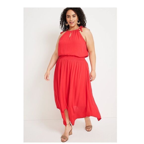 Maurices Red Halter Maxi Dress - Picture 1 of 11
